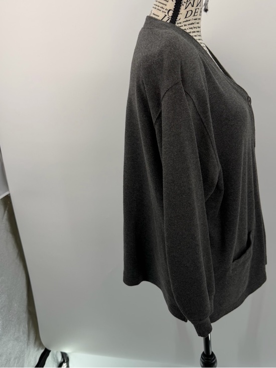 Hasting & Smith Petites Charcoal Gray V-Neck Cardigan w/ Pockets | Petite L - Picture 4 of 5